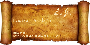 Ladics Jolán névjegykártya